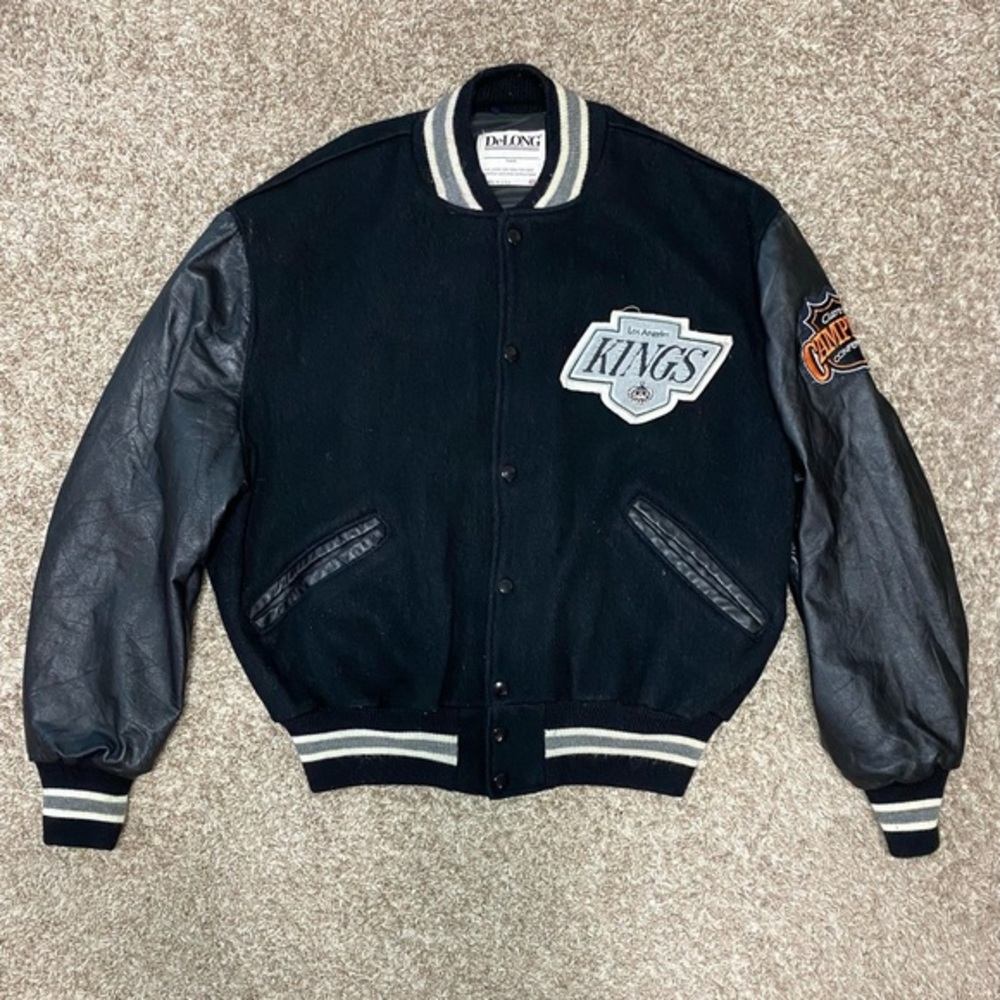 Vintage 1990's DeLong NHL LA Los Angeles Kings Letterman Hockey Jacket Men Large